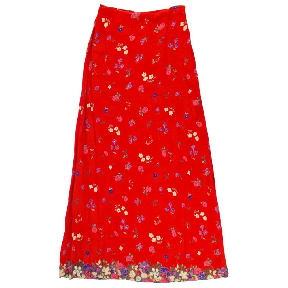 Column Maxi Skirt | Red Ditsy Floral | Size M | at last & co.